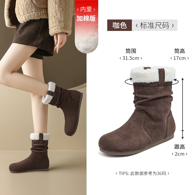 Botas de nieve de león antiguo para mujeres 2025, nuevo invierno de lana gruesa de pila Bocken botas cortas de tubo medio botas Martin