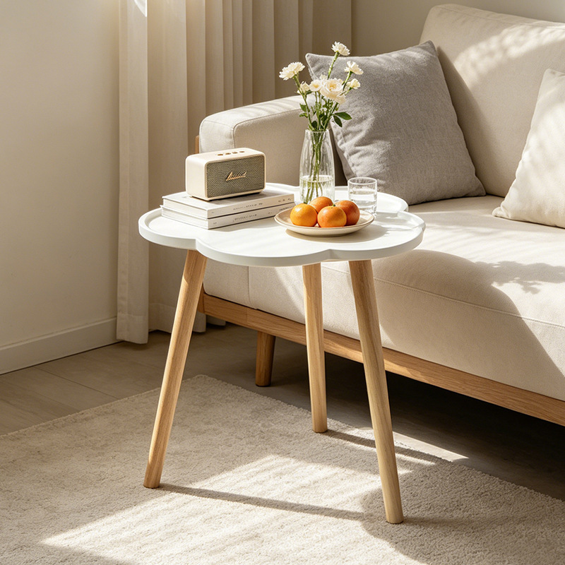Casual and Simple Style Living Room Sofa Cloud-Shaped Tripod Coffee Table Rental House Dormitory Decoration Petal-Shaped Solid Wood Side Table Casual and Simple Style Living Room Sofa Cloud-Shaped Tripod Coffee Table Rental House Dormitory Decoration Petal-Shaped Solid Wood Side Table