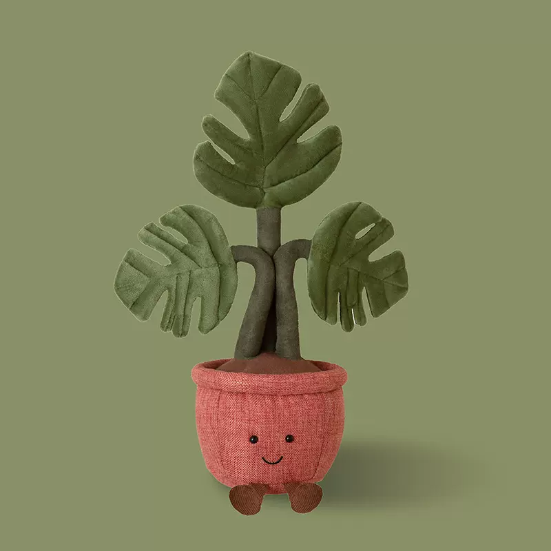 jellycat同款趣味龟背竹植物盆栽玩偶仿真花朵系列玩偶卧室摆件