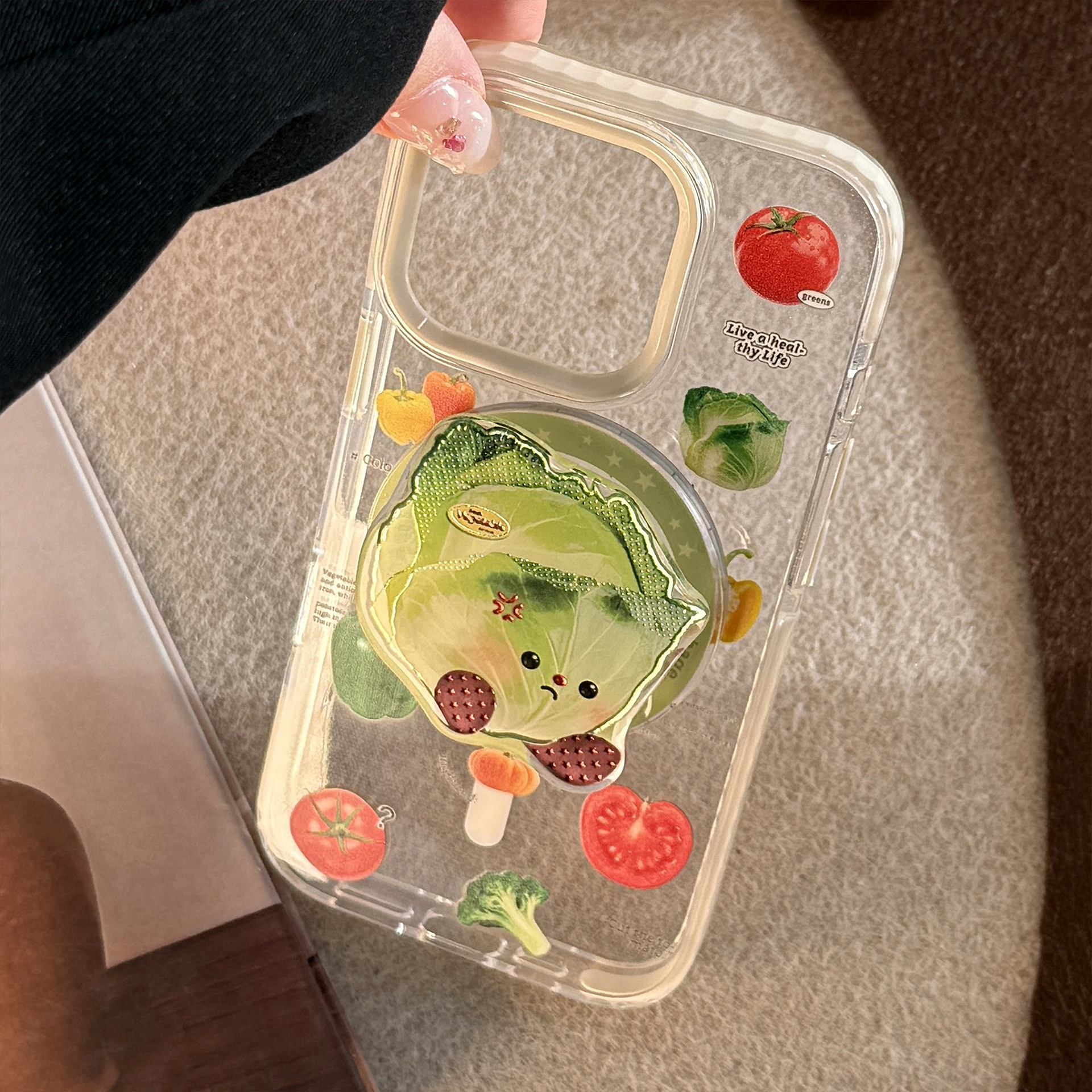 Cartoon vegetal de oro de lipa Magsafe succión magnética soporte de airbag portátil retráctil personalidad avanzada