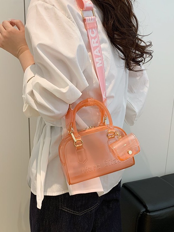 Verano nuevo bolso de almohada portátil de PVC transparente de jalea para mujeres este año popular alta textura mochila de hombro