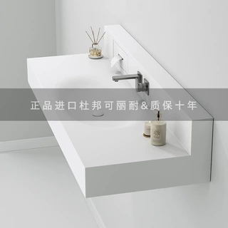 杜邦可丽耐一体盆壁挂浴室台盆悬浮极简洗脸盆带纸巾口定制洗漱台
