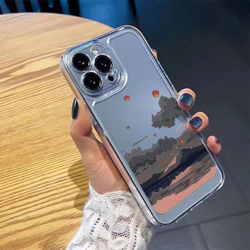 Sunset Hill para Apple 15promax funda para teléfono móvil anticaída iphone16 transparente 14 Europa y América 13 todo incluido 12