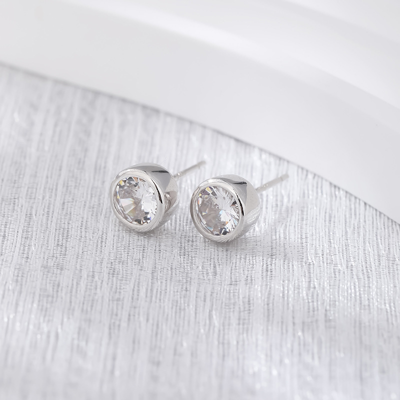 Pendientes de burbuja brillante de plata de ley s925 para mujer, moda, temperamento simple, bolso redondo, pendientes de circón, pendientes perforadas