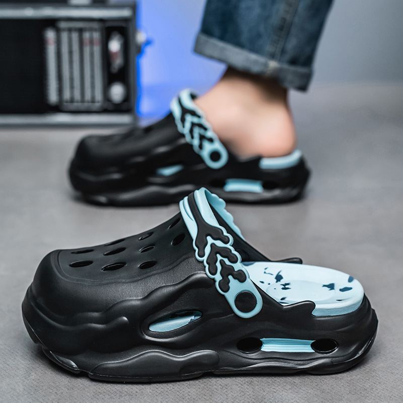 Sandalias deportivas para hombres de verano anti-deslizante con una parte inferior gruesa dos zapatillas de playa de rafting