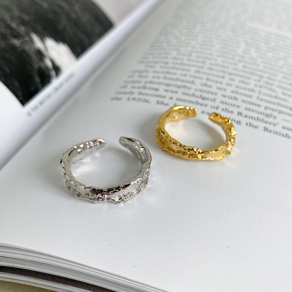 Women'S Gender Plating Design 925 Sterling Silver Irregular Solid Color Open Ring