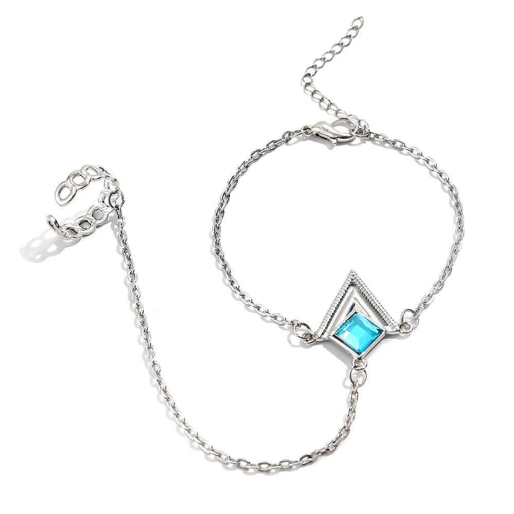 Ethnic Style Rhombus Alloy Inlay Artificial Crystal Bracelets 1 Piece