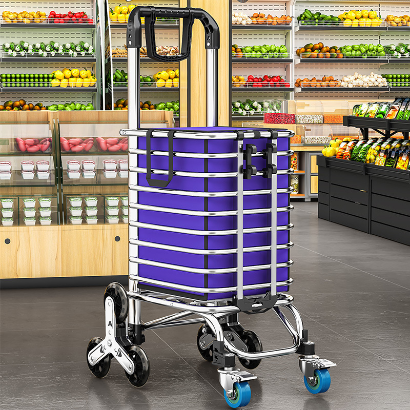 Foldable Shopping Cart for Groceries, Portable Hand-Pulled Trolley for Elderly, Suitable for Home Use and Picking up Packages