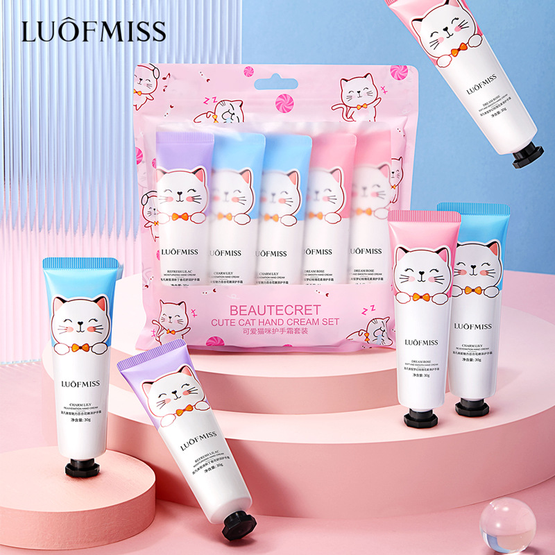 Lofan hermoso gato lindo mano crema traje hidratante cuidado mano lubricación mano crema traje