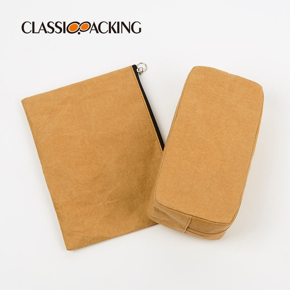 Bolsa de lavado de gran capacidad al por mayor de fábrica Bolsa de almacenamiento de material de papel kraft lavado Bolsa de cosméticos simple portátil de viaje