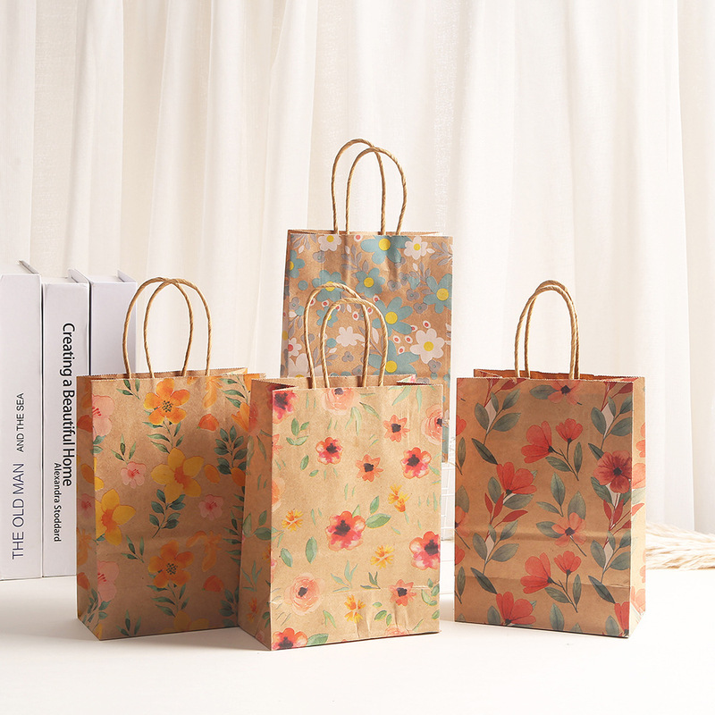 Party candy gift bag Kraft maple leaf packaging bag printed tote shopping bag wholesale