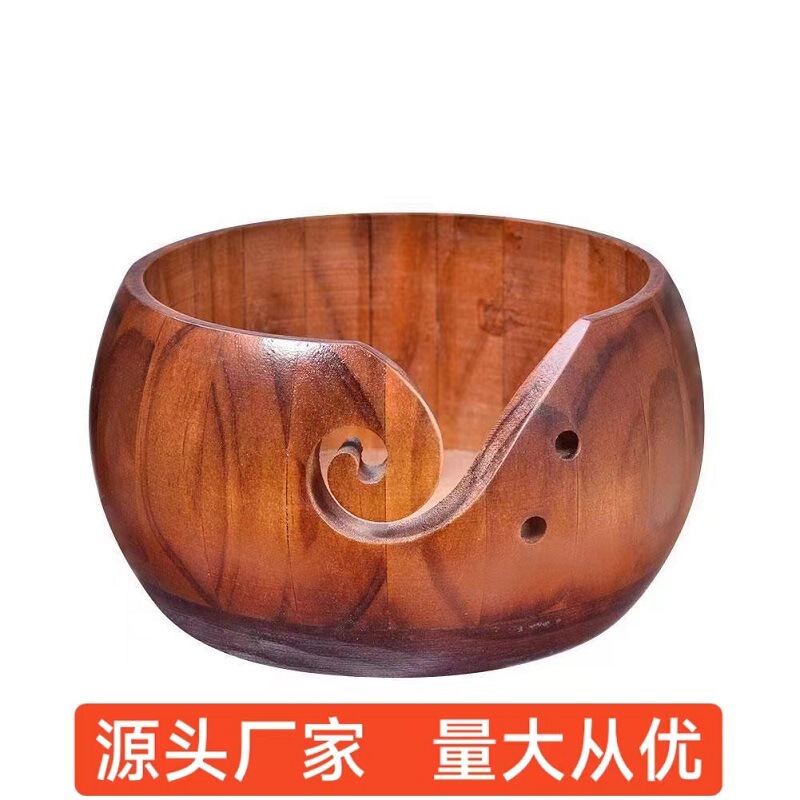 Wooden Yarn Bowl, Storage Wooden Bowl with Lid, Yarn, Crochet Hook, Pure Handmade Wood, Home Storage