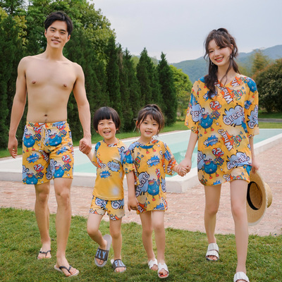 Parenting Four Homewear Swimming suit lovely Sunscreen summer Traveling on vacation Fission motion Swimwear Beach pants