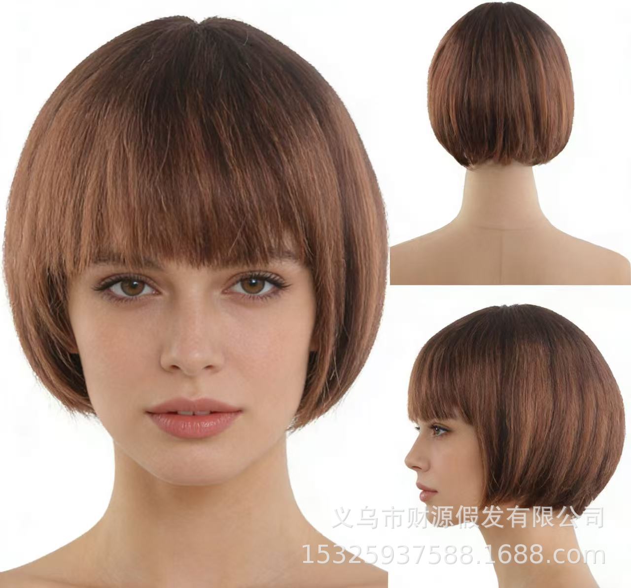 Transfronterizos sin despertar pelo corto pelucas de cabello para mujeres cubierta de cabello completo Qi Liuhai colorido BoBo cabeza de Halloween cabello al por mayor