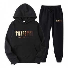 跨境新款TRAPSTAR字母印花男女款运动衫套装连帽衫时尚抓绒卫衣男