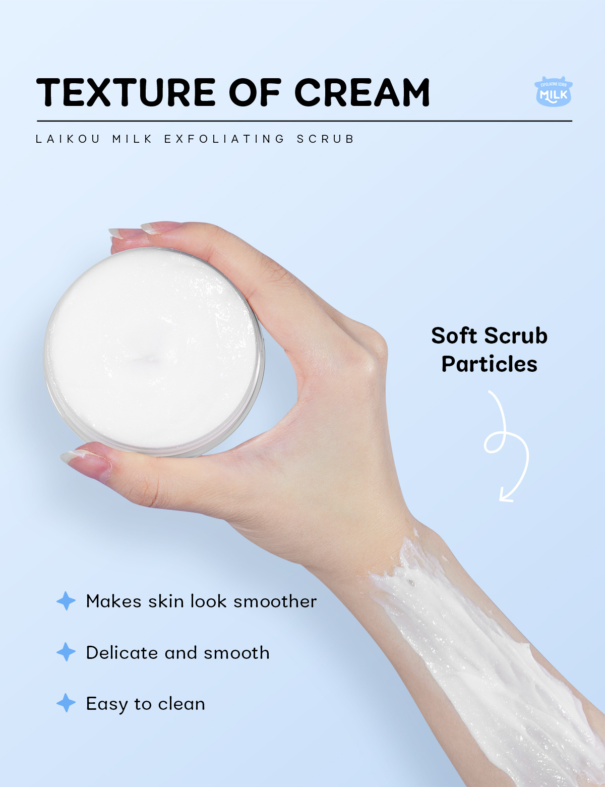 Manufacturer's in-stock cross-border LAIKOU milk Scrub 90g brightening skin tone, hydrating and moisturizing undefined