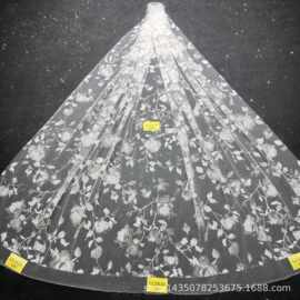 婚纱白纱面料 LC3818洒金花型 纯银 白钻粉 网纱 喷金花型面料