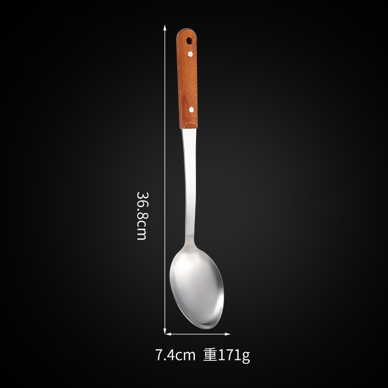 Espeso no magnético mango de madera de acero inoxidable pala de cocina conjunto de pala de cocina de fugas de cocina