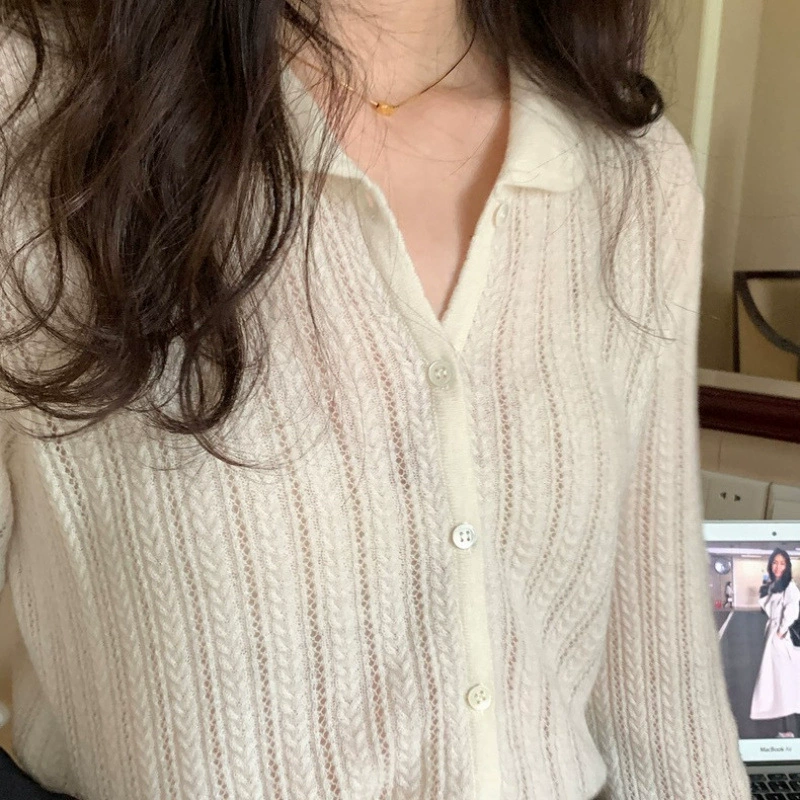 Корейский ленивый свитер, высокая версия французского свитера 68 камвольных шерстяных трикотажных кардиган нежные лепестки