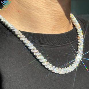 Hip-hop style S925 sterling silver twist chain necklace personalized fashion style inlaid high quality D color Mosan diamond necklace jewelry