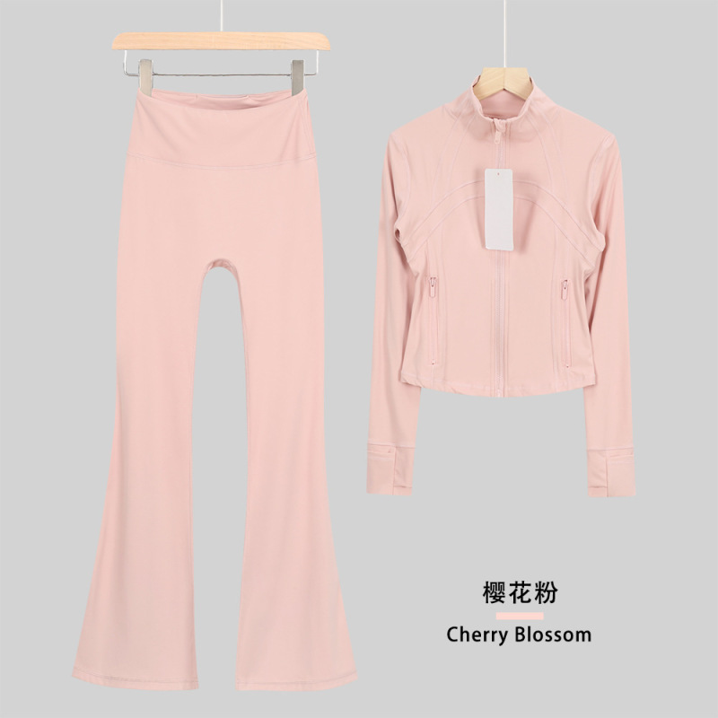 LULULACIE喇叭短款立领夹克运动套装DF外套上衣长袖女健身瑜伽服|undefined