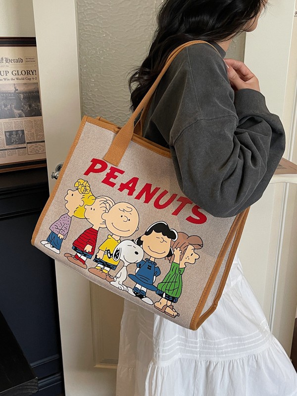 Bolsa de lona para mujeres 2026 nueva versión coreana de gran capacidad de mochila de viaje impresa de dibujos animados bolsas de mano de viaje