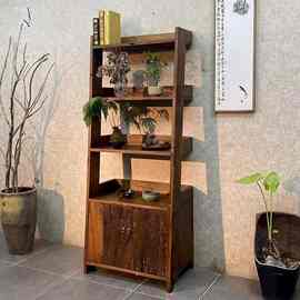 老榆木实木博古架古玩展示柜中古茶室置物架家具茶杯多宝阁餐边柜