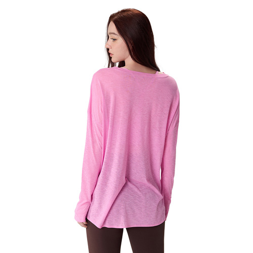 Tongji Tailor Bamboo Node Yoga Clothes Long Sleeve Women Loose Simple Sport Top with Slit Running Yoga Cover Shirt Autumn