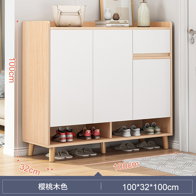 Zapatero gabinete de entrada del Hogar armario de balcón imitación de madera maciza económico ultrafino moderno Zapatero con puerta