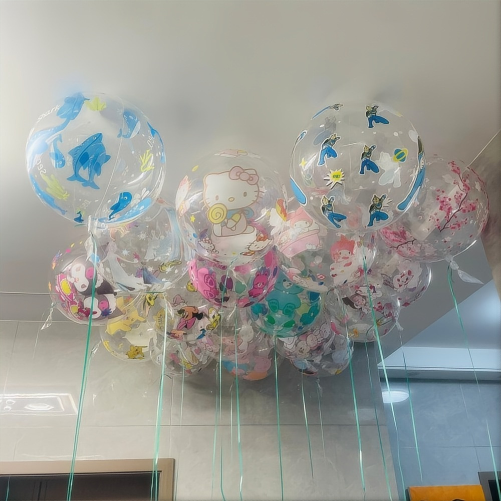 Internet Celebrity Printed Transparent Wave Ball Double-Sided Printed Wave Ball Wedding Holiday Party Supplies Donuts