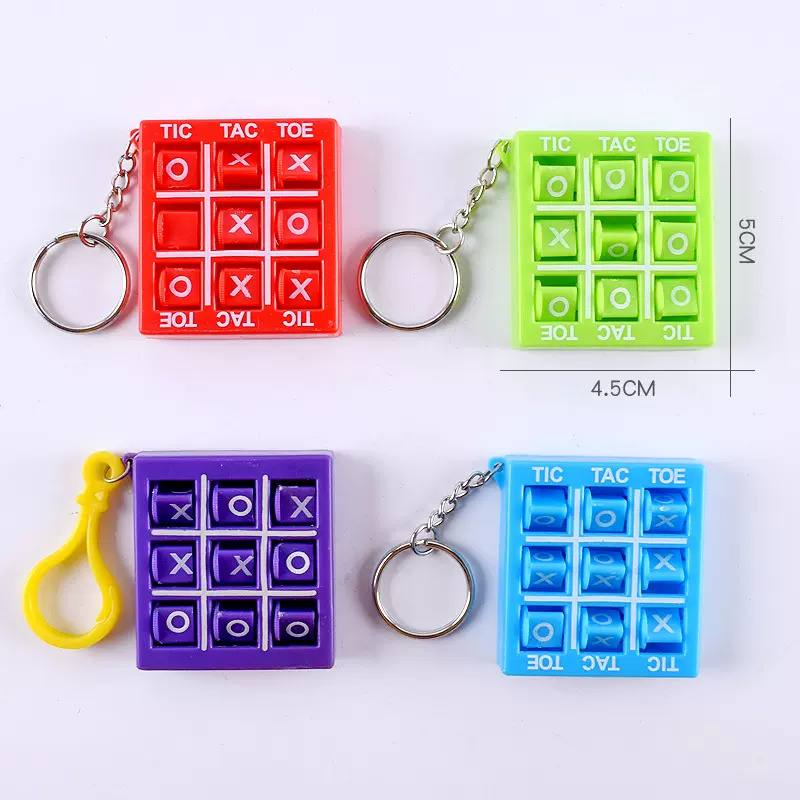 跨境迷你TIC TAC TOE游戏棋带钥匙扣儿童益智圈叉玩具OX井字棋
