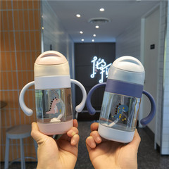 兒童卡通吸管杯咬合重力球防嗆寶寶喝水杯便攜嬰幼兒手柄塑料水壺