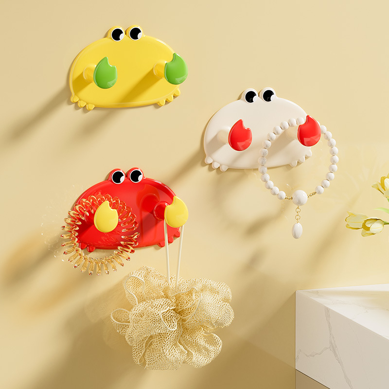 Gancho de dibujos animados Gancho pegajoso de cangrejo sin perforar pared fuerte pegado baño en casa cocina sala de estar gancho dormitorio