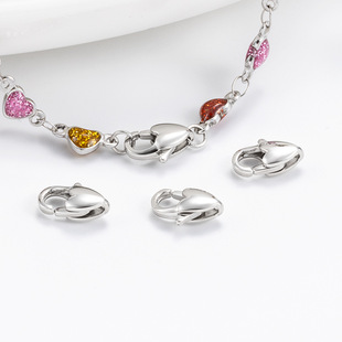 Polished Heart Shaped Lobster Buckle Stainless Steel DIY Accessories Necklace Bracelet Supplies Metal Connection Buckle Small Accessories