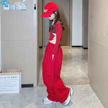 女童套装2023秋季新款中大童韩版时髦炸街网红T恤工装裤两件套潮