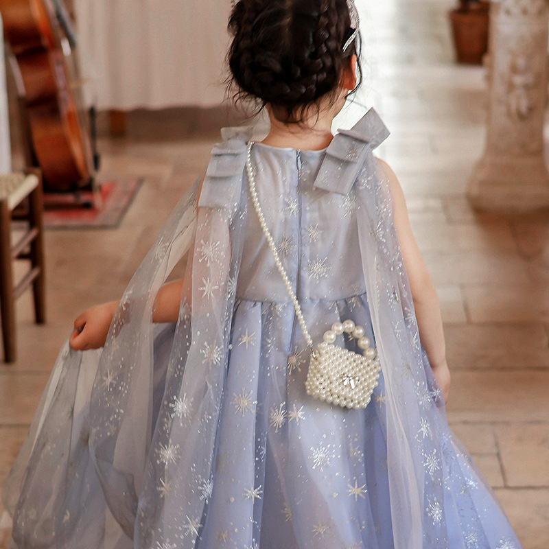 Bolsos de mano de princesa de aire extranjero dulces perlas mini bolsos de hombro para bebés lindos bolsos de moda de cadena de arco para niños