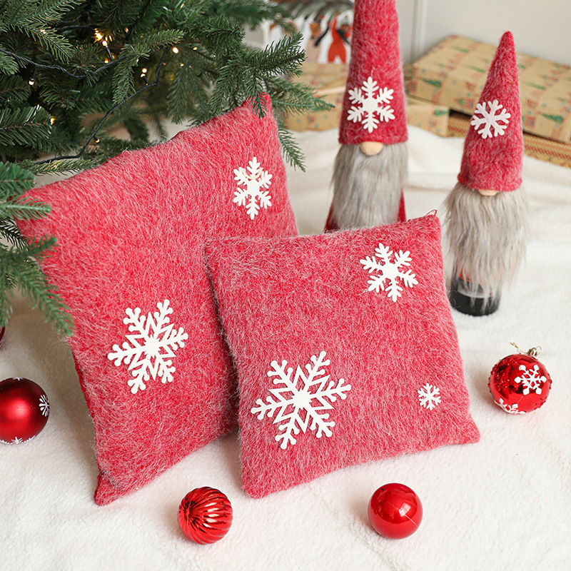 Navidad almohada roja almohada de nieve almohada de la sala de estar sofá respaldo decoración almohada de Navidad cojín de cabecera adornos
