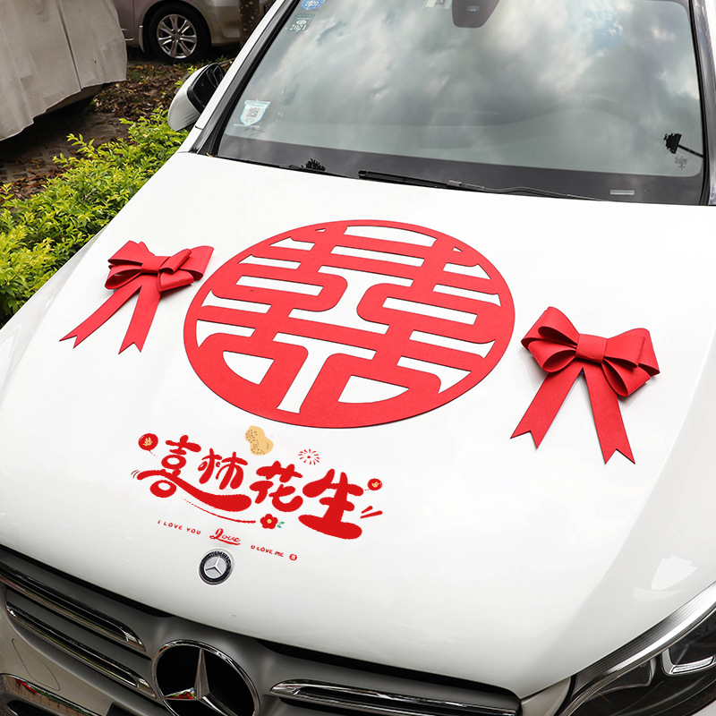 Boda coche decoraciones traje boda coche tocado flor creativa boda arreglo rojo flor artificial boda equipo