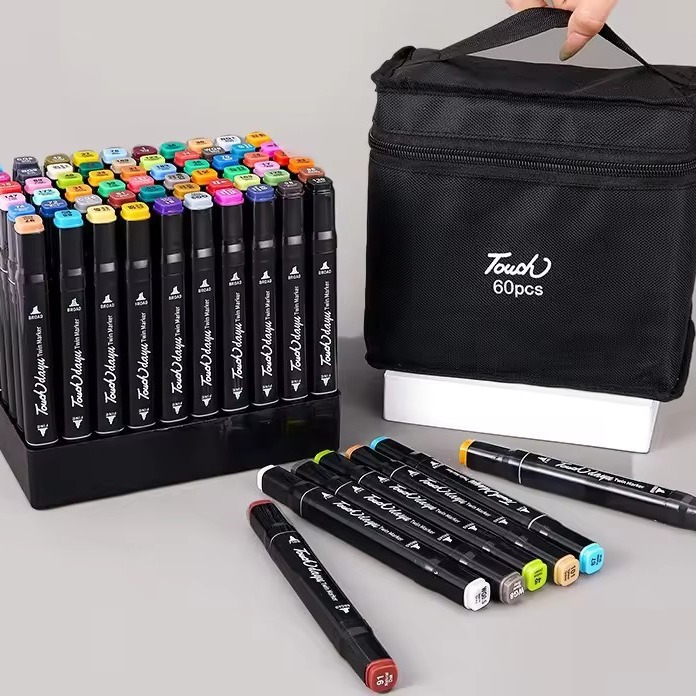 Marcador de dos cabezas para arte, color impenetrable, impermeable y no se desvanece, pincel para estudiantes, bolígrafo de color aceitoso para estudiantes de escuela primaria