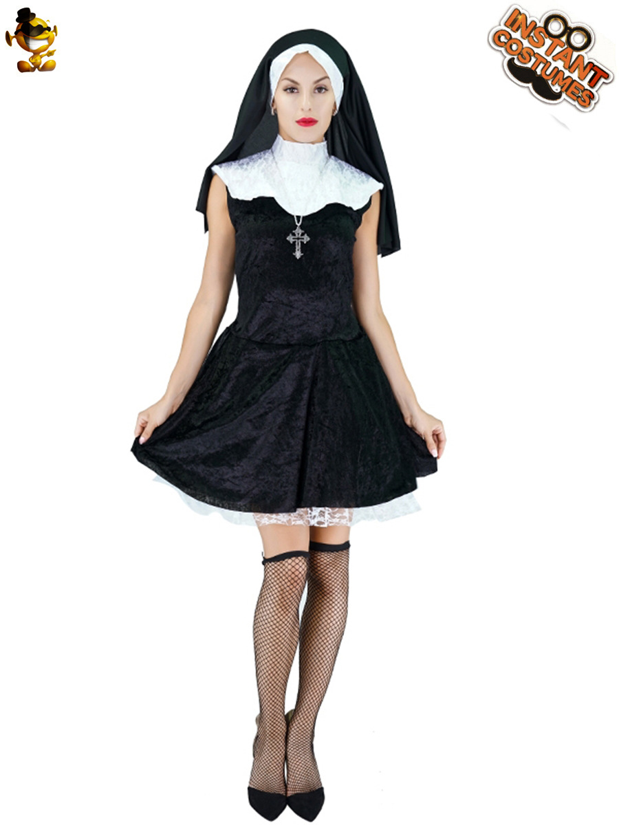 Halloween monje adulto partido traje de la etapa del funcionamiento Cosplay mascarada reparación ropa las mujeres image 5