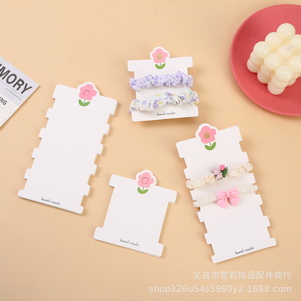 现货韩版小花发绳卡纸 儿童皮筋发夹卡头饰品配件diy卡片包装袋