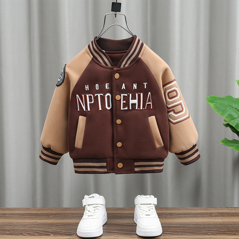 Boys' knitted baseball jacket spring autumn, Korean version, children's handsome and trendy cool top, versatile clothes_voghion.com