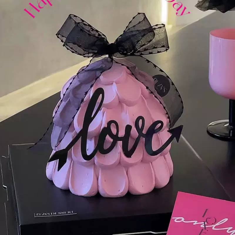 新款情人节蛋糕装饰黑色箭头love亚克力蛋糕插件情侣表白蛋糕装饰