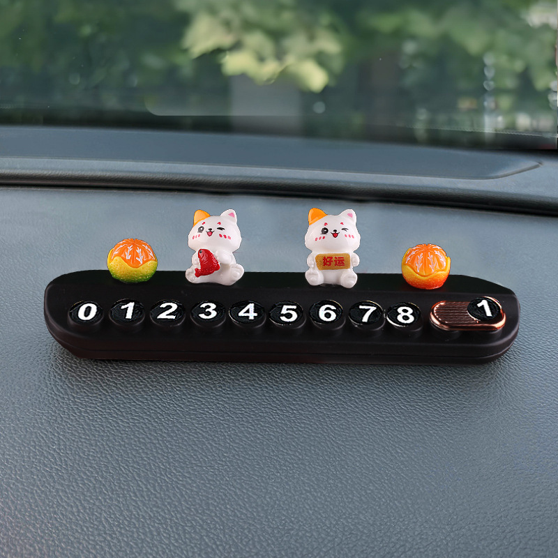 Tarjeta de estacionamiento temporal para automóvil Zhafu Cat, placa de teléfono móvil para mujer, placa de número de teléfono móvil para automóvil, suministros decorativos ocultos
