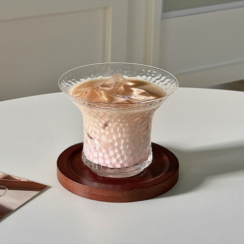 Taza de café americana transparente y delgada, taza de agua de vidrio invertido, taza de café latte, taza de jugo de alto valor de cara