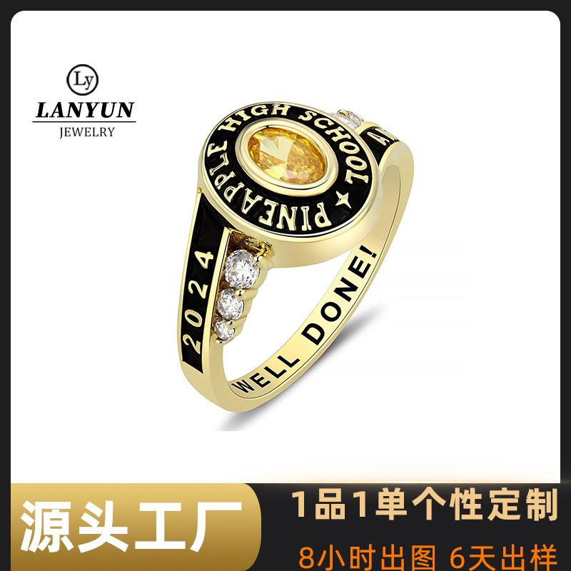 Cross-Border Hot-Selling Birthstone Custom Rings, Women’S Preppy Class Ring Customization, Customization of Pictures and Samples of Jewelry