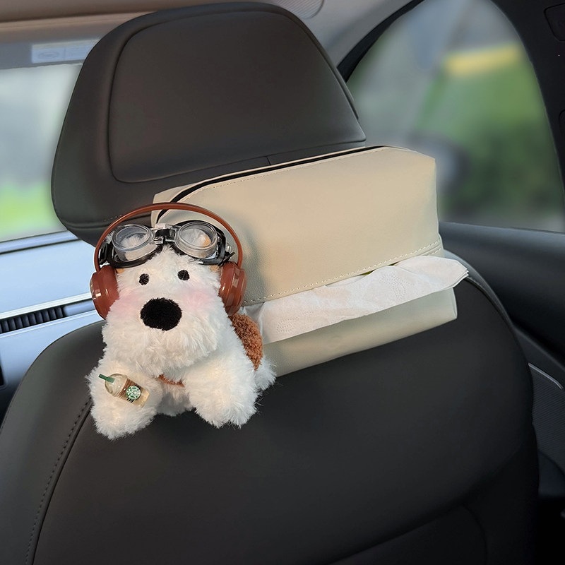 2026 New West Highland Car Trash Bin and Tissue Box 2-in-1 Hanging Car Storage Tissue Bag Cute for Women