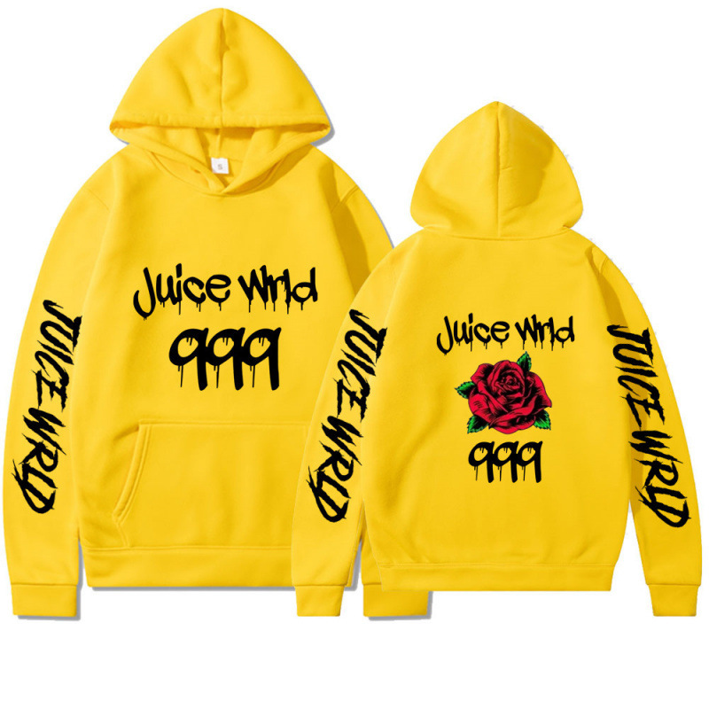 Hot-Selling Foreign Trade Juice Wrld Rose Print Thick Hooded Sweatshirt for Men and Women Hot-Selling Foreign Trade Juice Wrld Rose Print Thick Hooded Sweatshirt for Men and Women