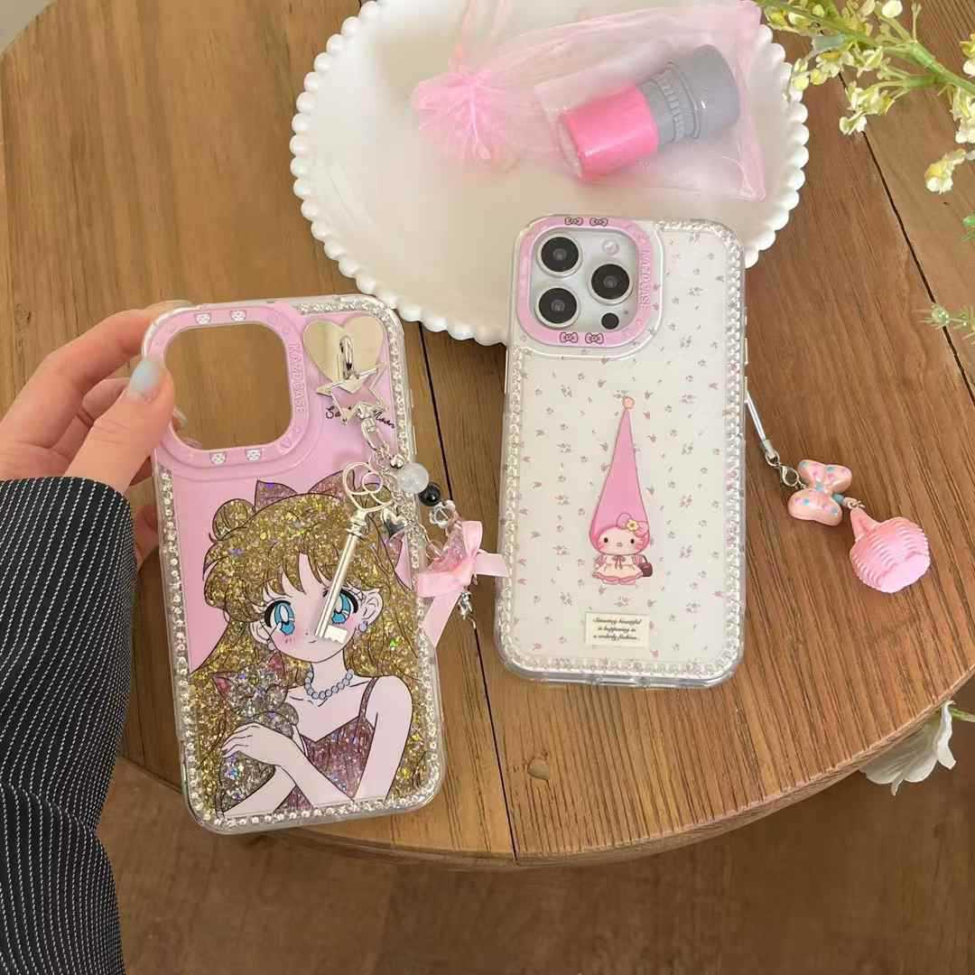 少女ins尖尖猫kt适用iphone14新款16ProMax手机壳13苹果15挂件16P