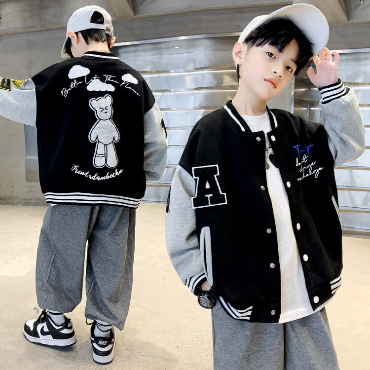 (2개) 어린이 의류 소년 가을 코트 봄 및 가을 중 큰 어린이 2022 년 새로운 유행 소년 초가을 RUSK 옷 조식
